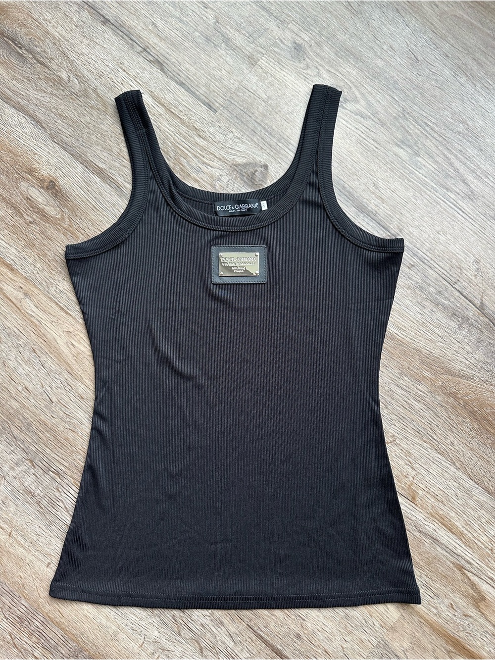 Dolce & Gabbana Black Ribbed Logo Tank
